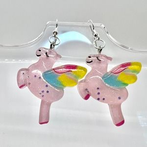 Unicorn Earrings - Pegasus Earrings - Glitter Earrings - Rainbow Earrings